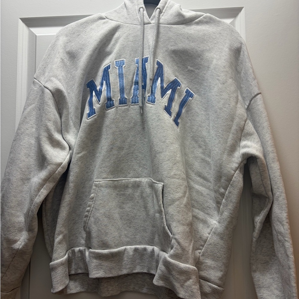 Charlotte Russe Gray Hoodie with Blue Lettering